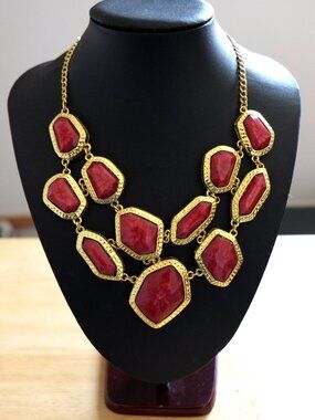 Amrita Singh 18K gold-plated and faux ruby statement necklace
